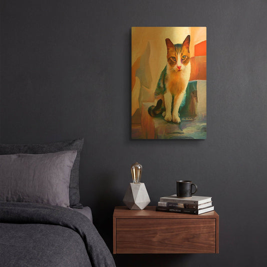 'Cat 1A' By Ata Alishahi Gold Metal Wall Art