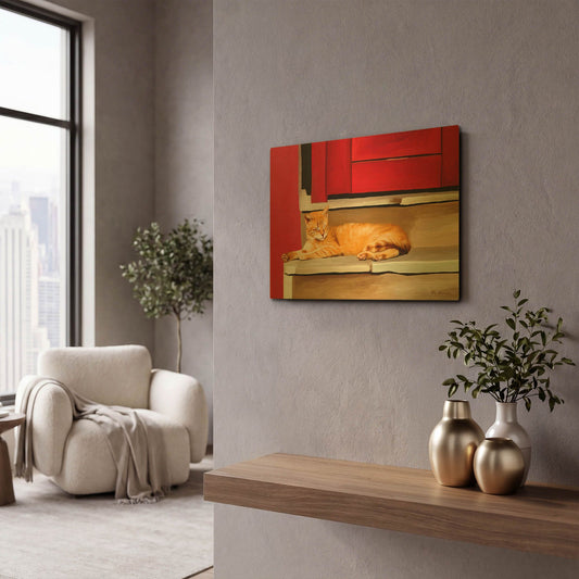 'Cat 2A' By Ata Alishahi Gold Metal Wall Art