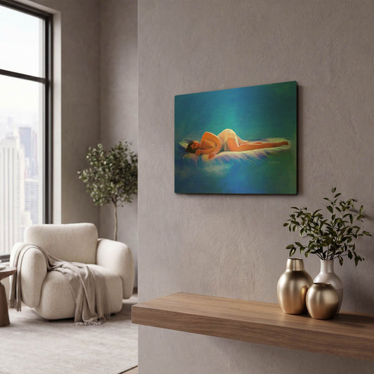 'In Bed' By Ata Alishahi Gold Metal Wall Art