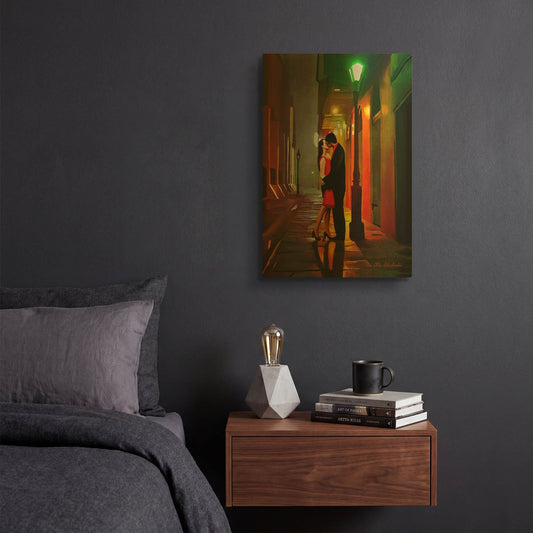 'Kissing Goodnight' By Ata Alishahi Gold Metal Wall Art