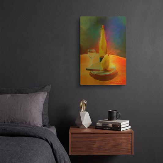 'Wine And Pear' By Ata Alishahi Gold Metal Wall Art