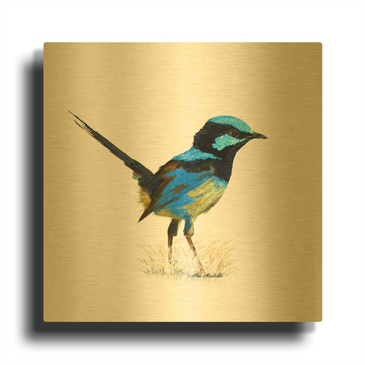 'Bird Collection 21' By Ata Alishahi Gold Metal Wall Art