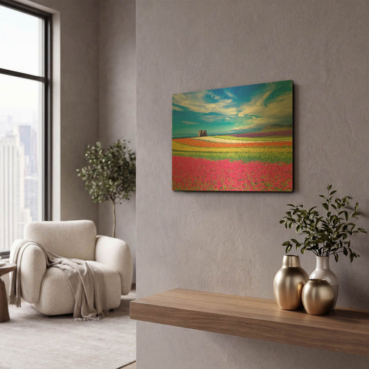 'Colorful Landscape' By Ata Alishahi Gold Metal Wall Art