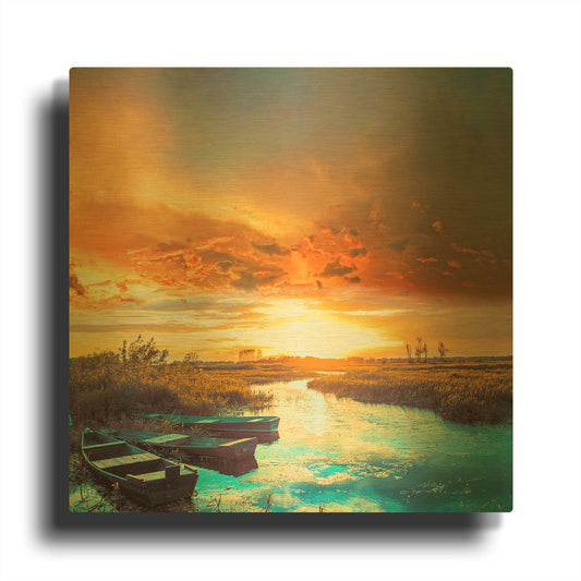 'Sun Down Light' By Ata Alishahi Gold Metal Wall Art
