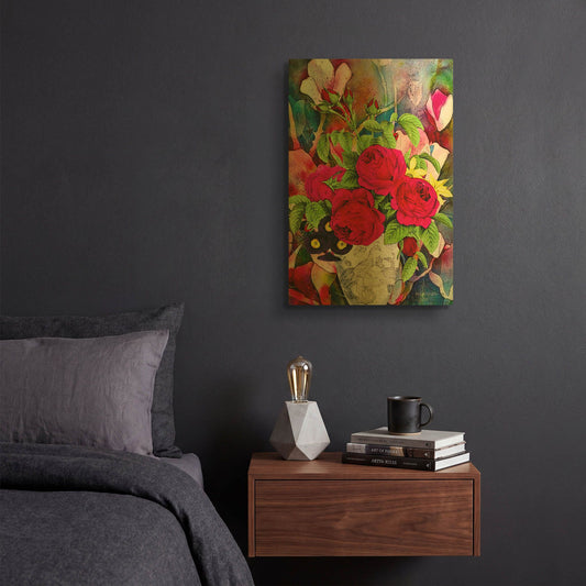 'Flowers P49' By Ata Alishahi Gold Metal Wall Art