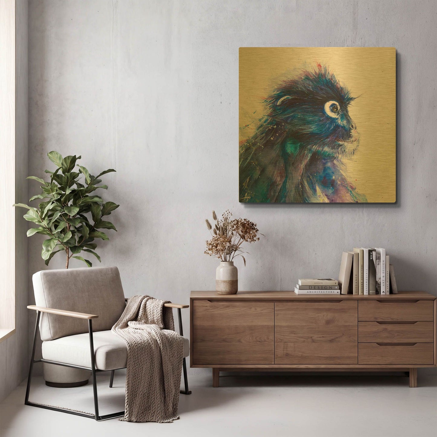 'Monkey Business' By Marc Allante Gold Metal Wall Art