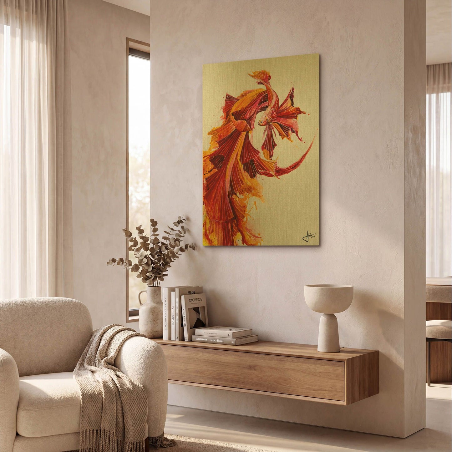 'Ignite Vertical' By Marc Allante Gold Metal Wall Art