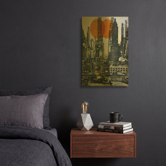 'New York Skyline 1948 Cityscape&Urban' By DB Waterman Gold Metal Wall Art