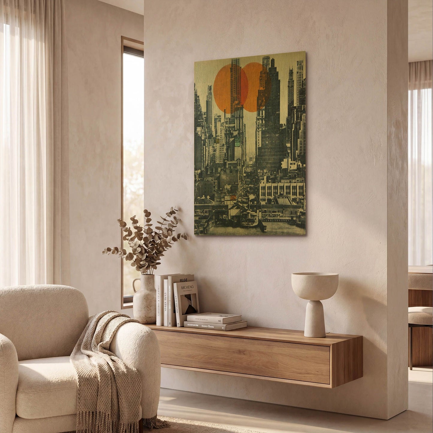 'New York Skyline 1948 Cityscape&Urban' By DB Waterman Gold Metal Wall Art