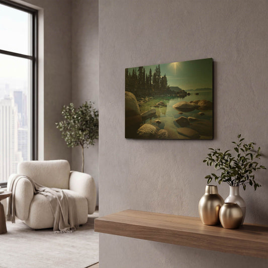 'Heaven Over Tahoe' By Natalie Mikaels Gold Metal Wall Art