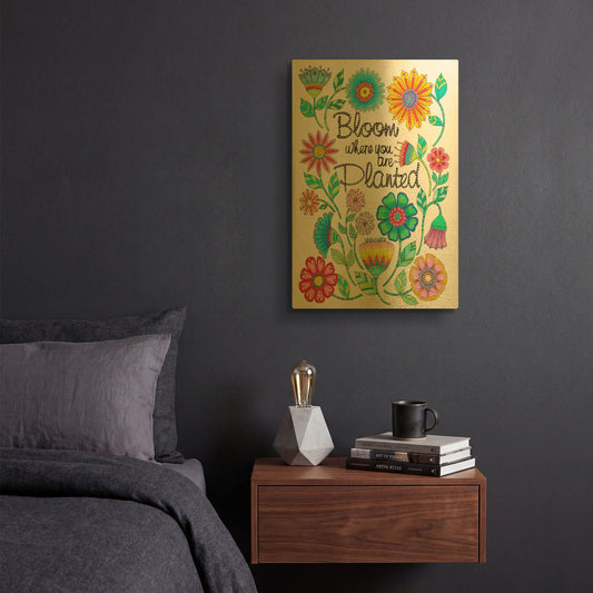 'Big Beautiful Blossoms 9' By Hello Angel Gold Metal Wall Art
