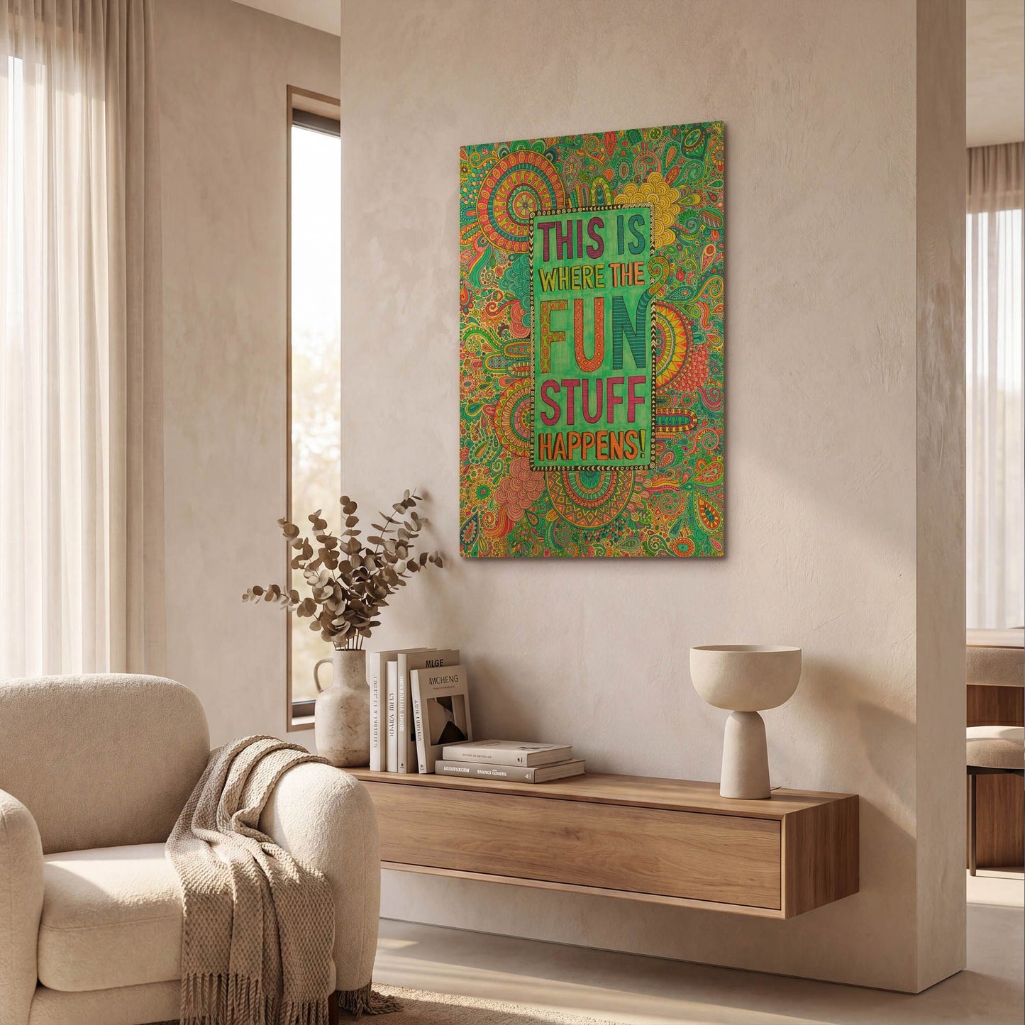 'This is Where the Fun Stuff Happens' By Hello Angel Gold Metal Wall Art