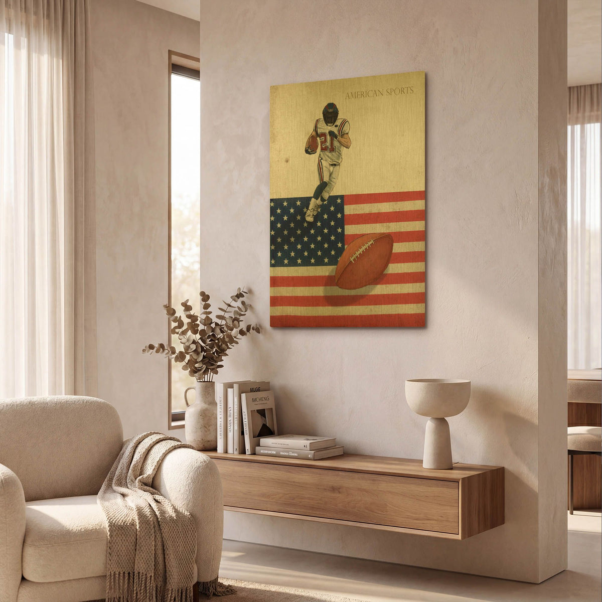 'American Sports Football 1' By GraphINC Gold Metal Wall Art