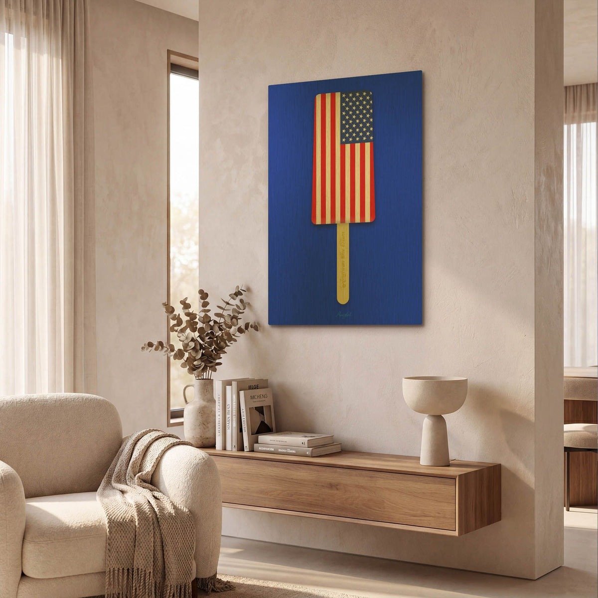 'American Ice Cream' By Roozbeh Bahramali Gold Metal Wall Art