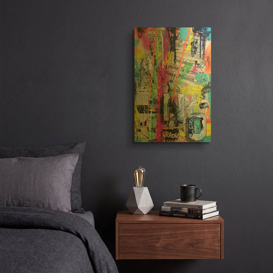 'Colorful Denial' By David Drioton Gold Metal Wall Art