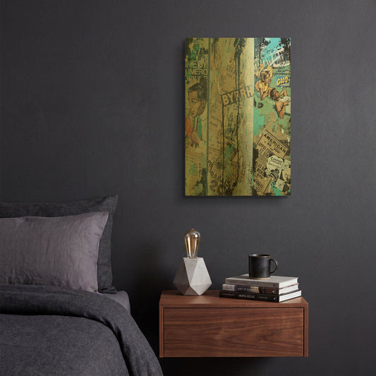 'Old News 2' By David Drioton Gold Metal Wall Art