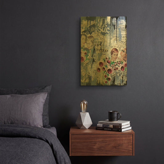 'Old News 3' By David Drioton Gold Metal Wall Art