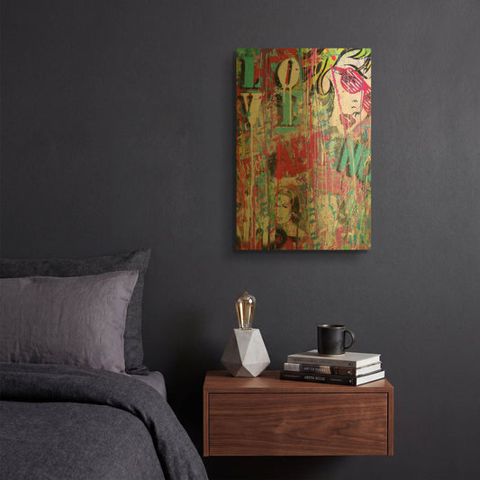 'Pop Love' By David Drioton Gold Metal Wall Art