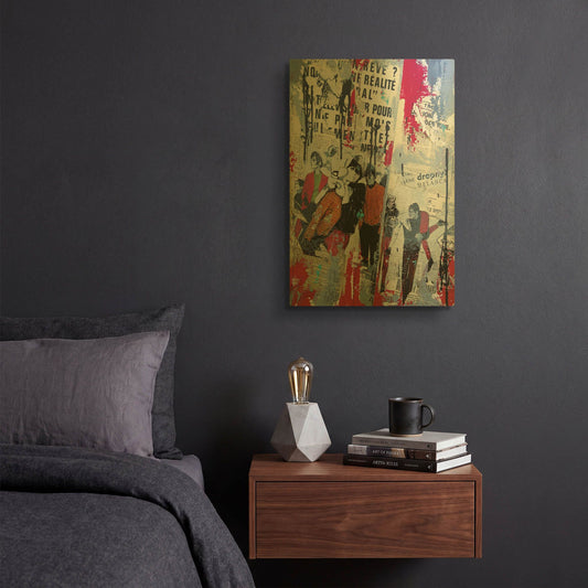 'Red Realite' By David Drioton Gold Metal Wall Art