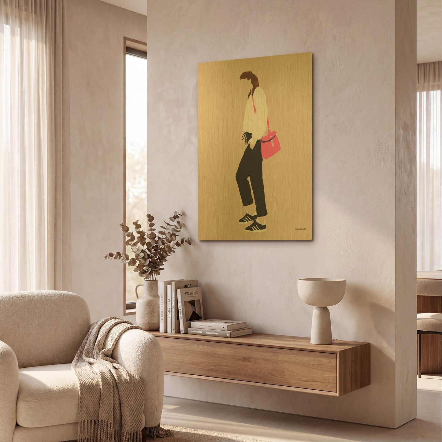 'Hot Pink Handbag' By Megan Galante Gold Metal Wall Art