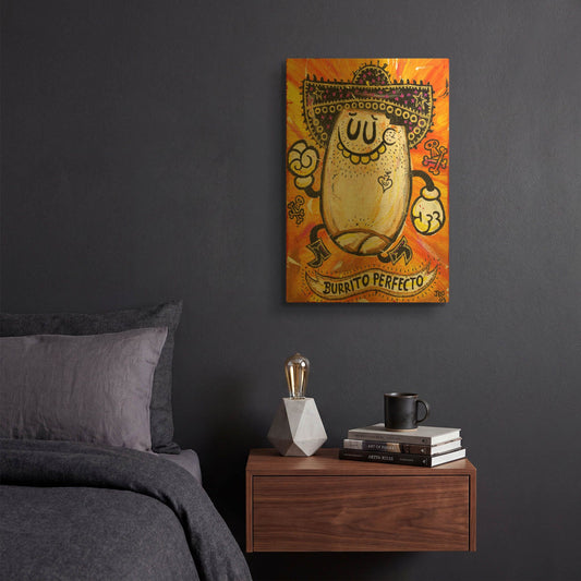 'Burrito Perfecto G812D RAW' By Jorge R. Gutierrez Gold Metal Wall Art