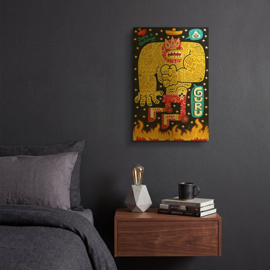 'Guru G811D RAW' By Jorge R. Gutierrez Gold Metal Wall Art