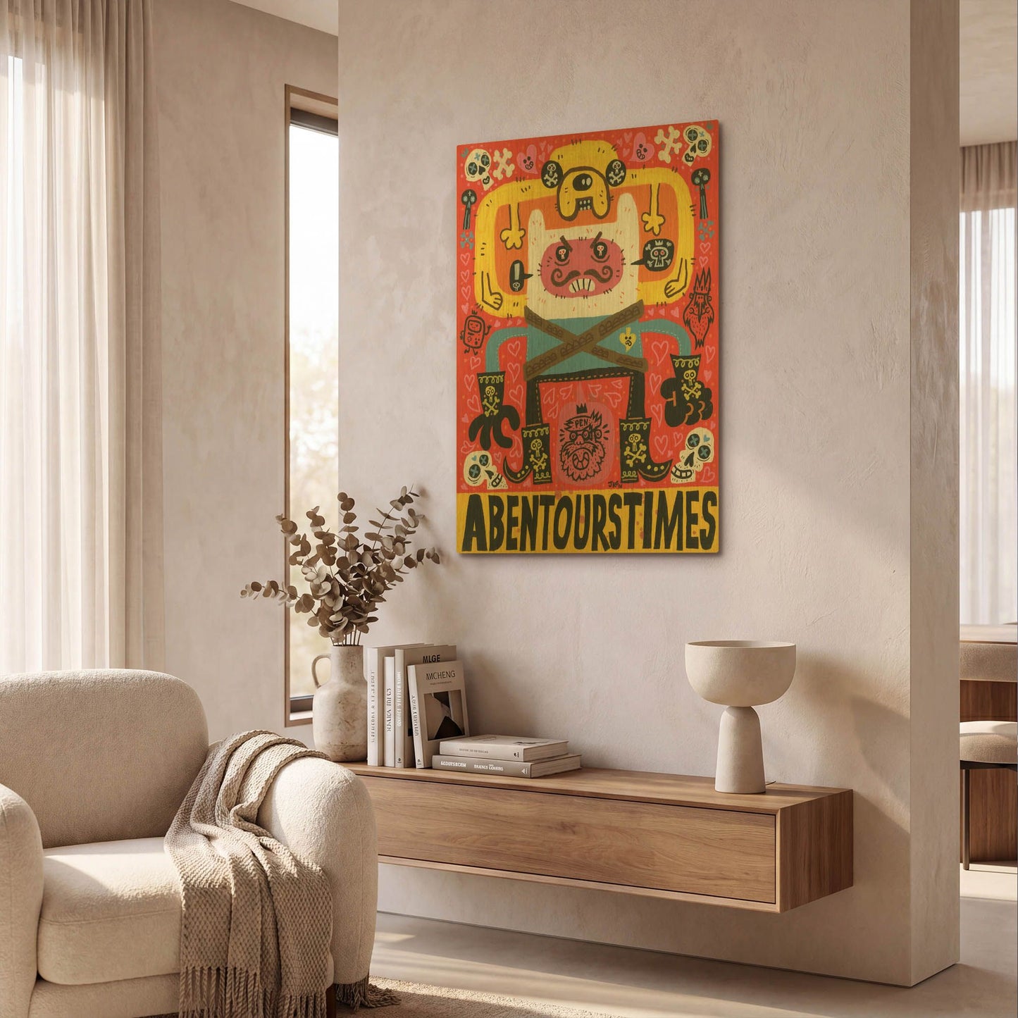 'Las Aventuras de Pen G814D RAW' By Jorge R. Gutierrez Gold Metal Wall Art