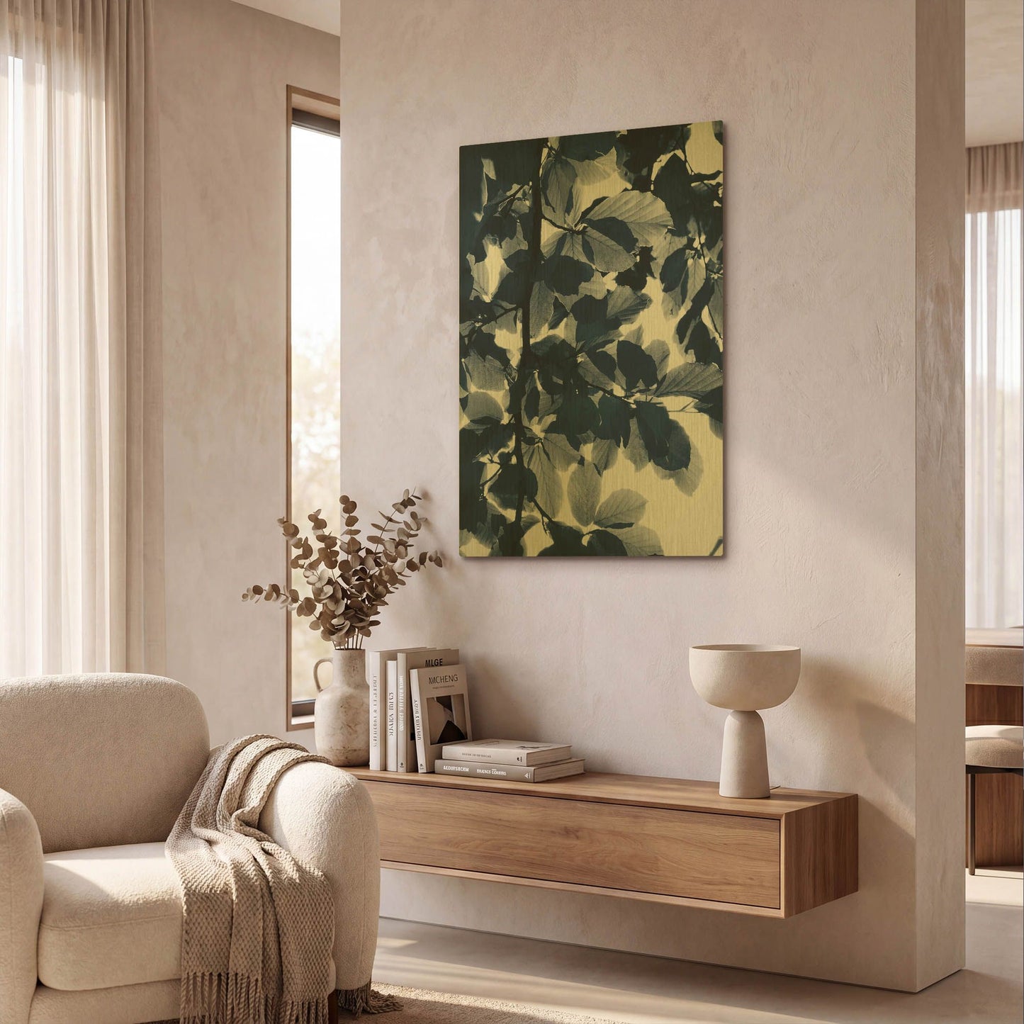 'Indigo Leaves G839D RAW' By Lexie Greer Gold Metal Wall Art