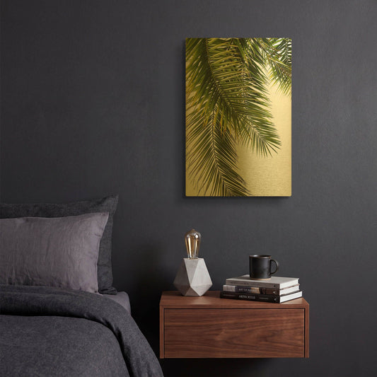 'Palm Leaves G841D RAW' By Lexie Greer Gold Metal Wall Art