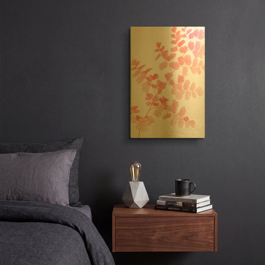 'Pink Maidenhair G843D RAW' By Lexie Greer Gold Metal Wall Art