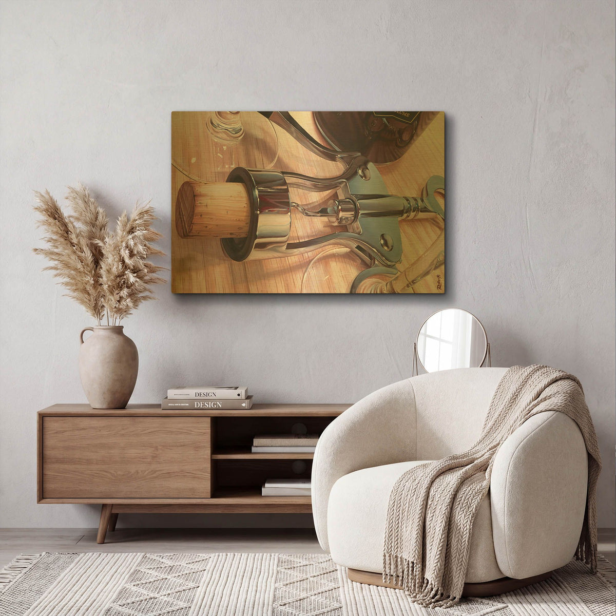 'Wine Opener' By Ed Roberts Gold Metal Wall Art