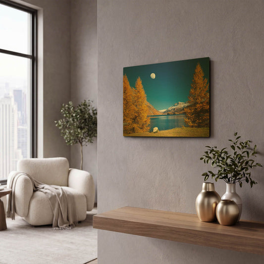 'The Rock And The Moon' By Philippe Sainte Gold Metal Wall Art