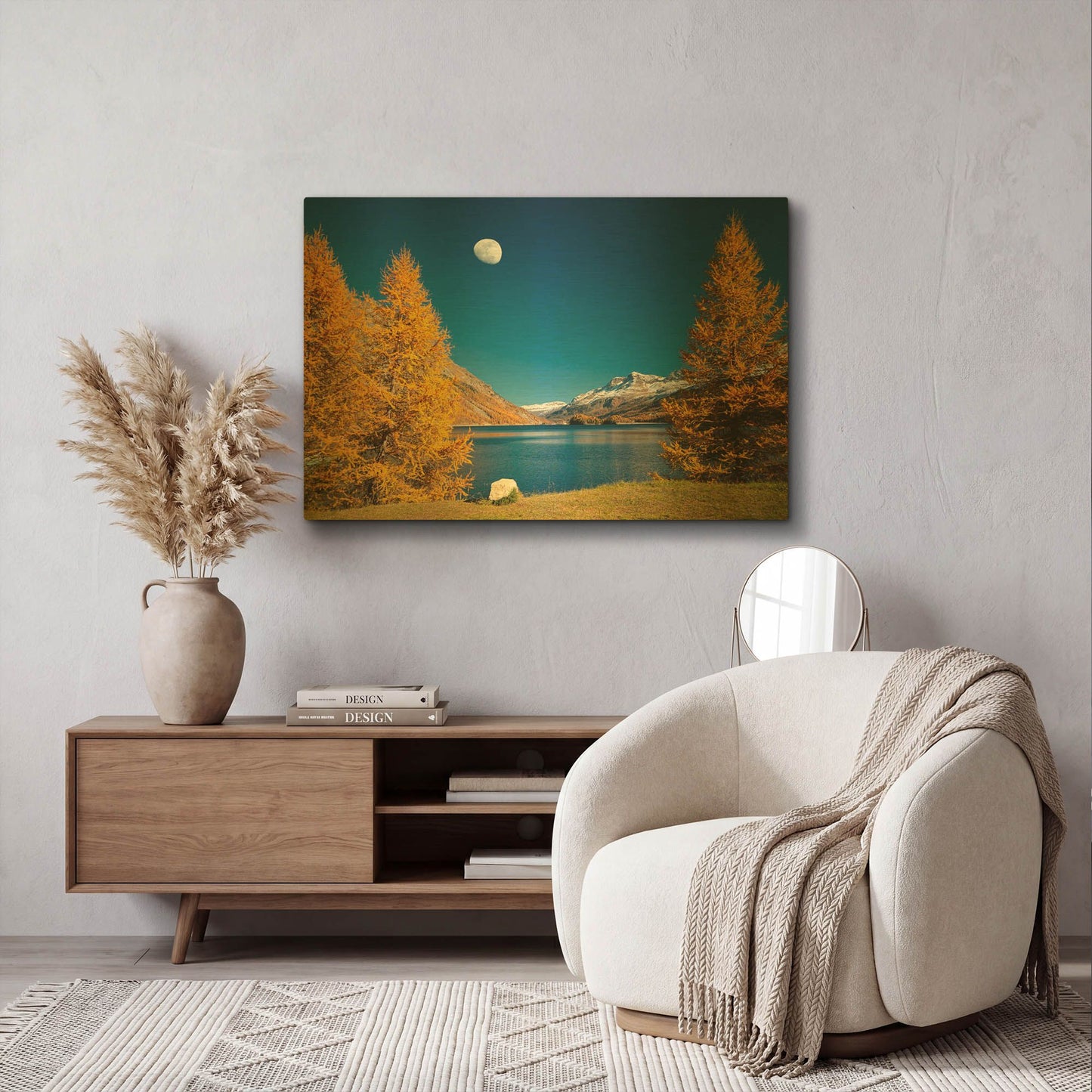 'The Rock And The Moon' By Philippe Sainte Gold Metal Wall Art