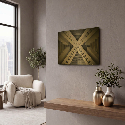 'Inside the Pyramid' By Giuseppe Torre Gold Metal Wall Art