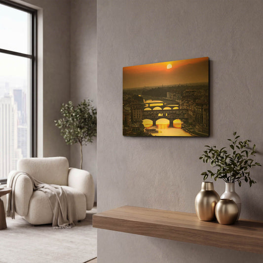 'Sunset in Florence' By Giuseppe Torre Gold Metal Wall Art
