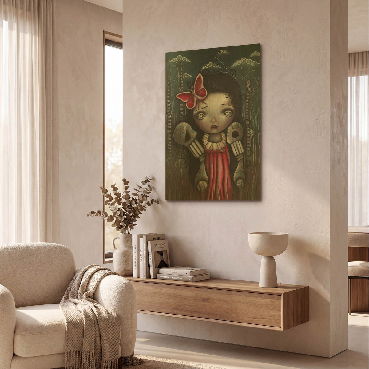 'Bones And Butterflies' By Abril Andrade Gold Metal Wall Art