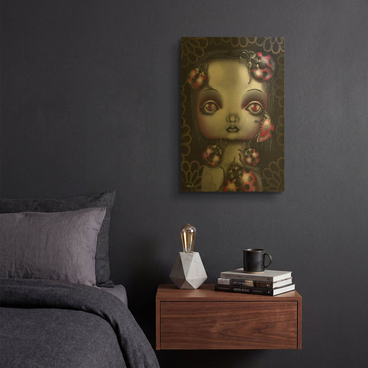 'Ladybug Girl' By Abril Andrade Gold Metal Wall Art