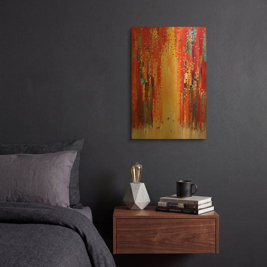 'Red Sky' By Ekaterina Ermilkina Gold Metal Wall Art