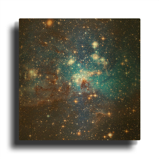'LH 95 Star Cluster' By NASA Space Photos Gold Metal Wall Art
