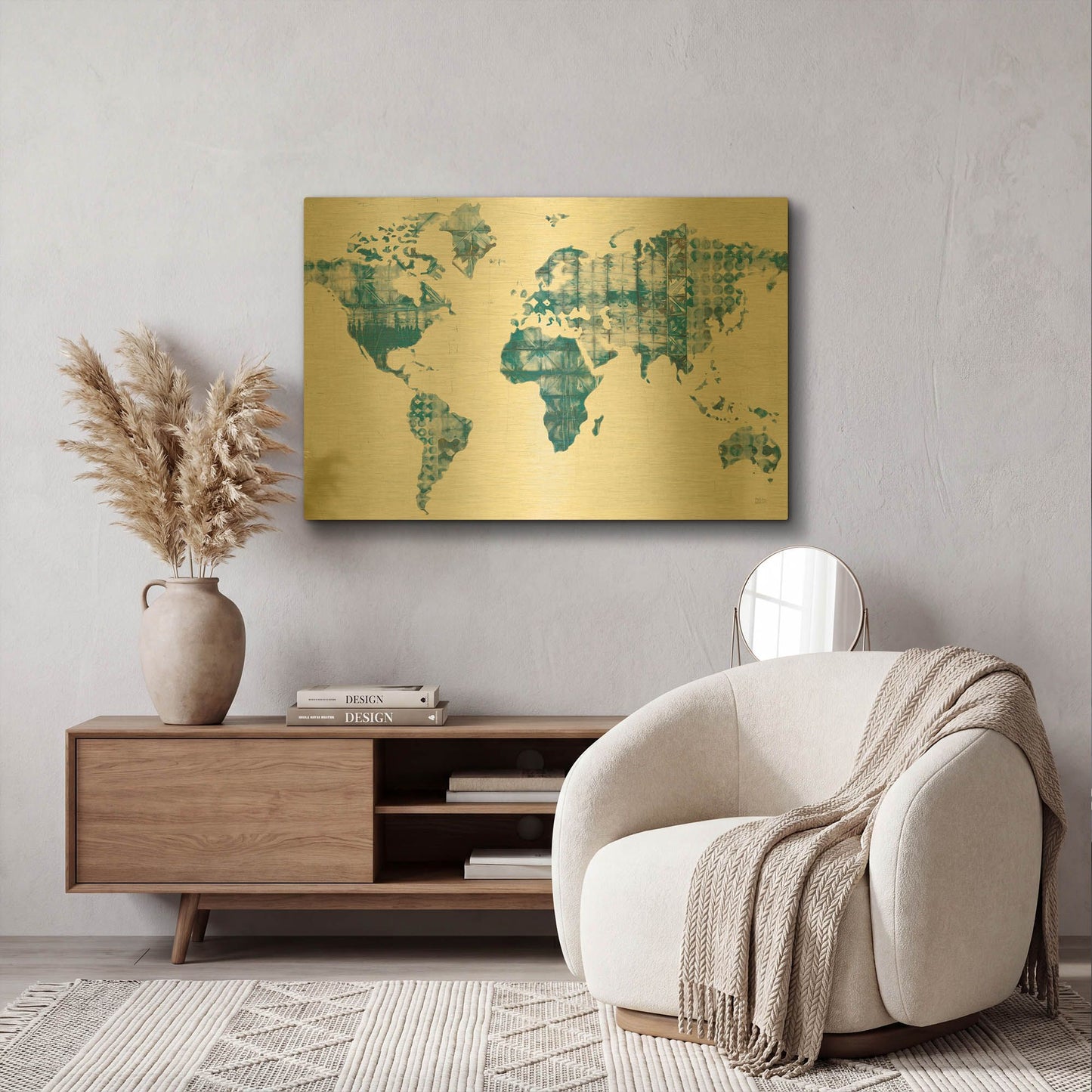'Kanari Map Indigo' By Melissa Averinos Gold Metal Wall Art