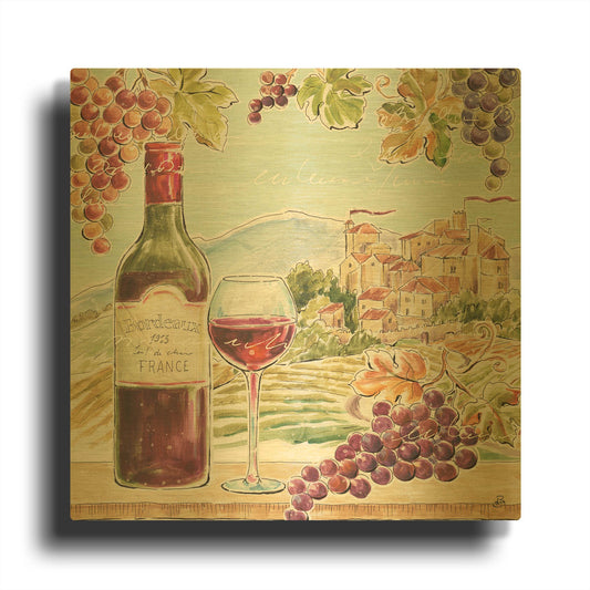 'Wine Country III' By Daphne Brissonnet Gold Metal Wall Art
