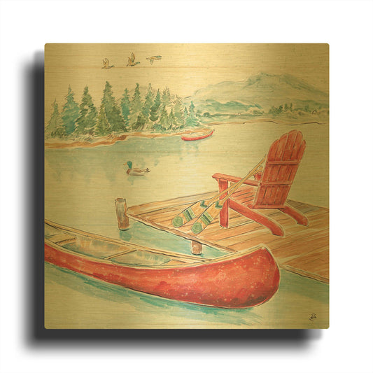 'Lake Moments IV' By Daphne Brissonnet Gold Metal Wall Art