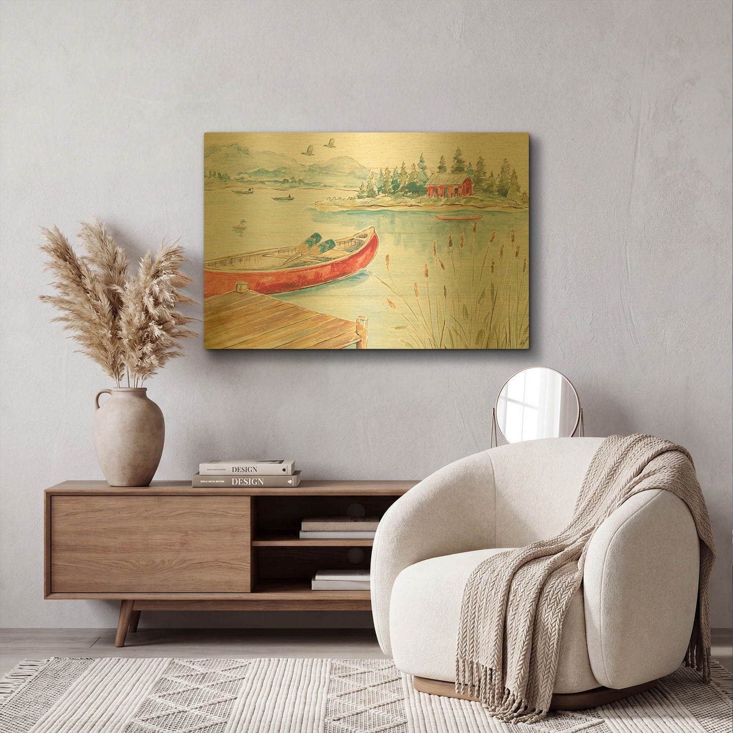 'Lake Moments I' By Daphne Brissonnet Gold Metal Wall Art