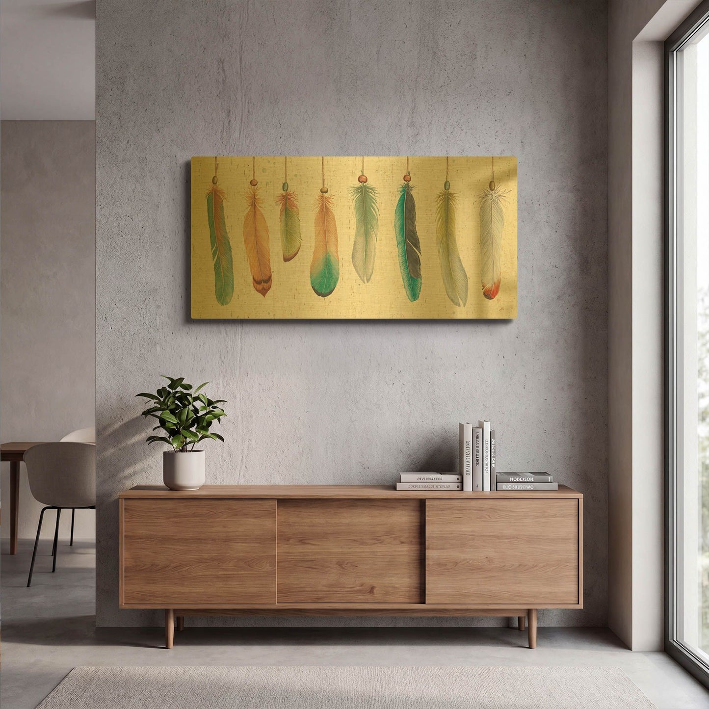 'Feather Tales VIII' By Daphne Brissonnet Gold Metal Wall Art