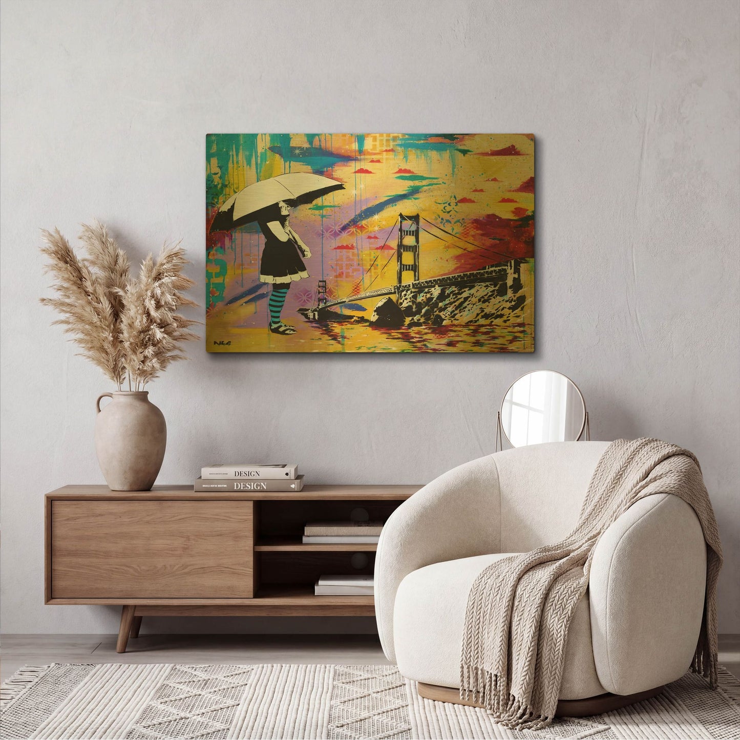 'Shelter at Bay' By AbcArtAttack Gold Metal Wall Art