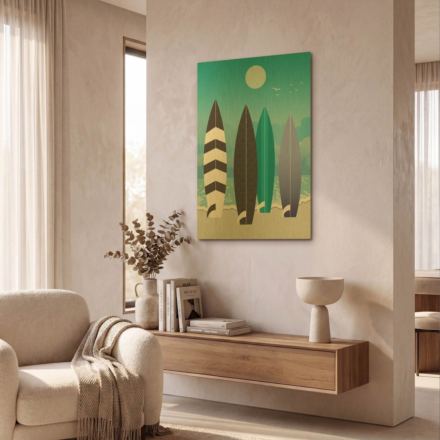 'Surfboards' By Ayse Gold Metal Wall Art