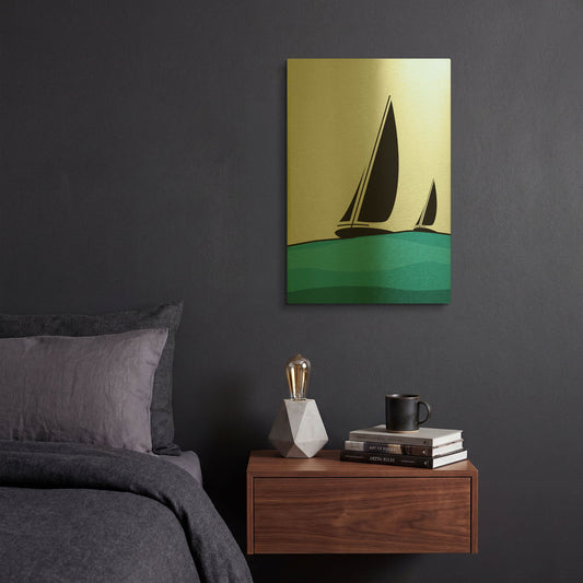 'Sailing' By Ayse Gold Metal Wall Art