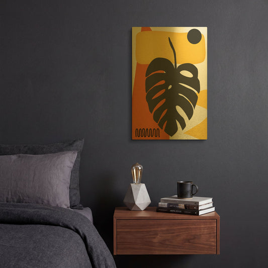 'Tropical Leaves Two' By Ayse Gold Metal Wall Art