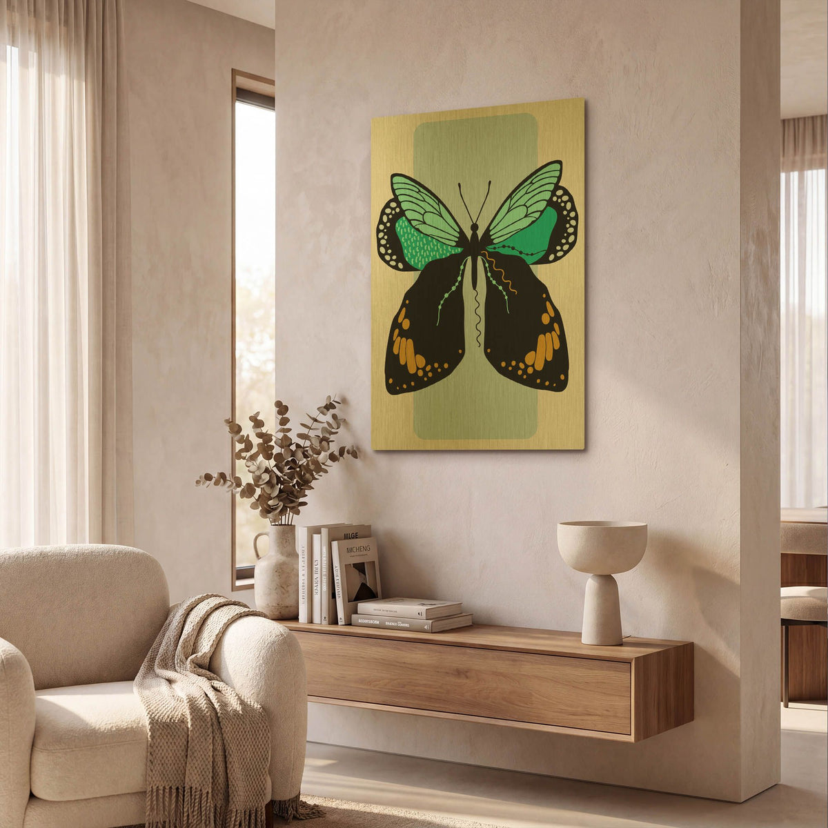 'Butterfly' By Ayse Gold Metal Wall Art