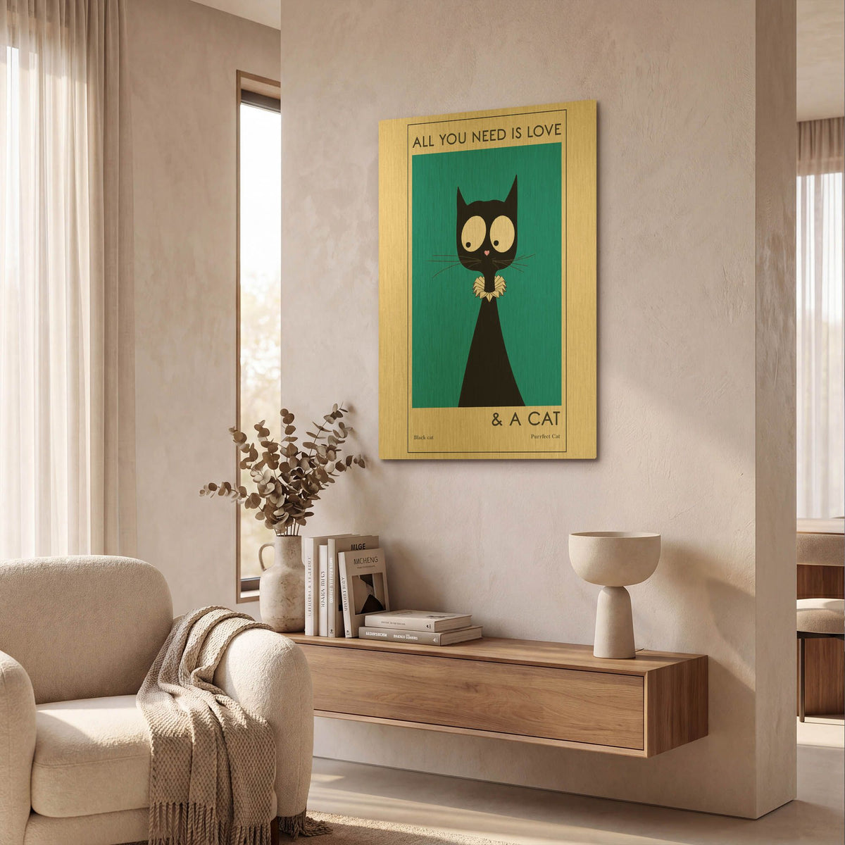 'All You Need Is Love' By Ayse Gold Metal Wall Art